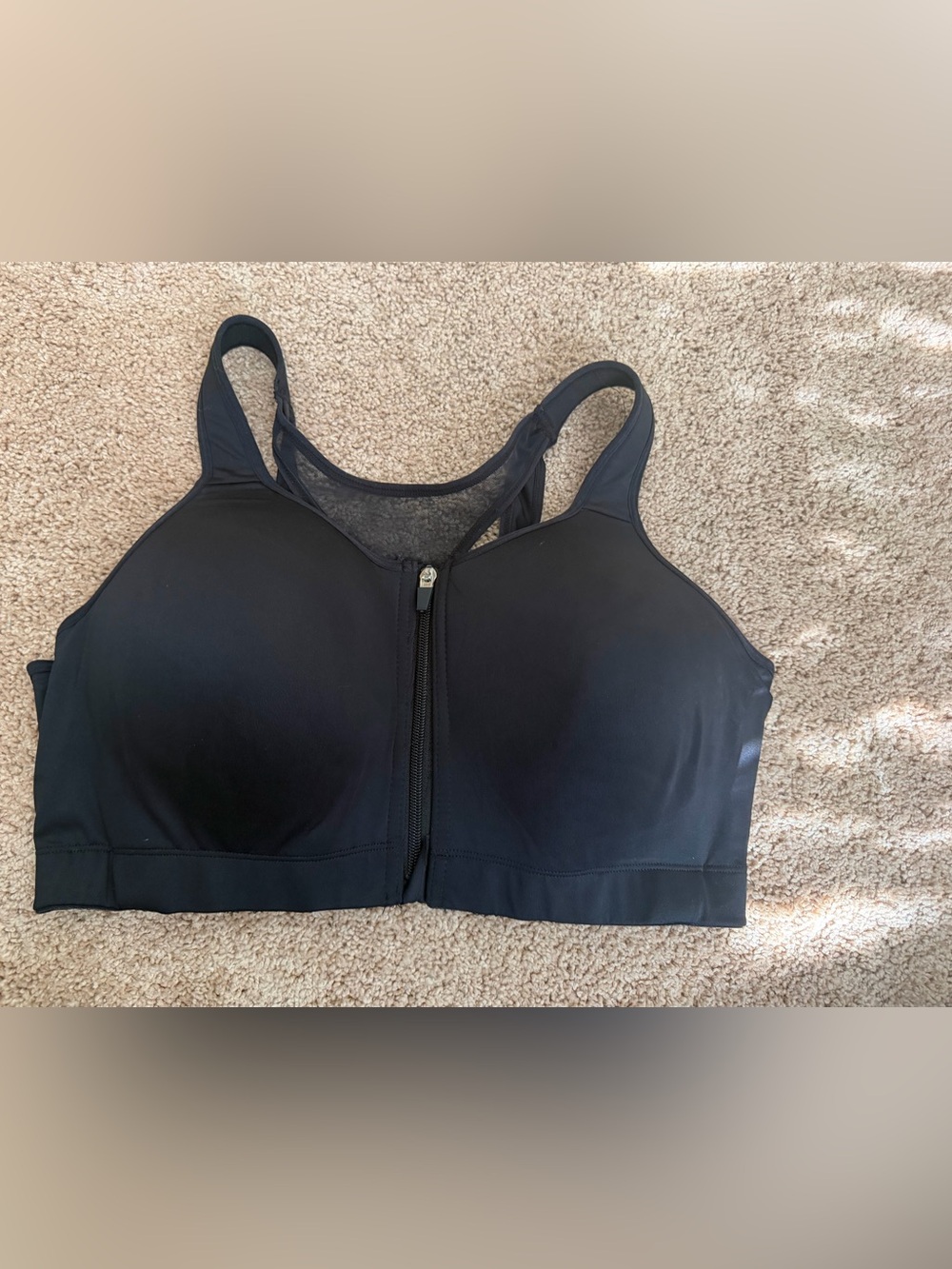 Layer 8 Women’s High Impact Zip Front Sports Bra Black Size 1X Qwick-Dry